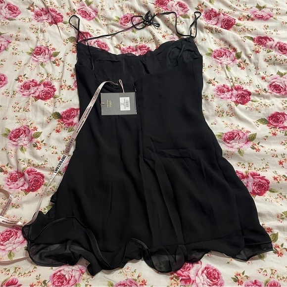 NEW! House of CB- Rossella Black Ruffle Cowl Neck Asymmetrical Mini Dress Large - Picture 7 of 9